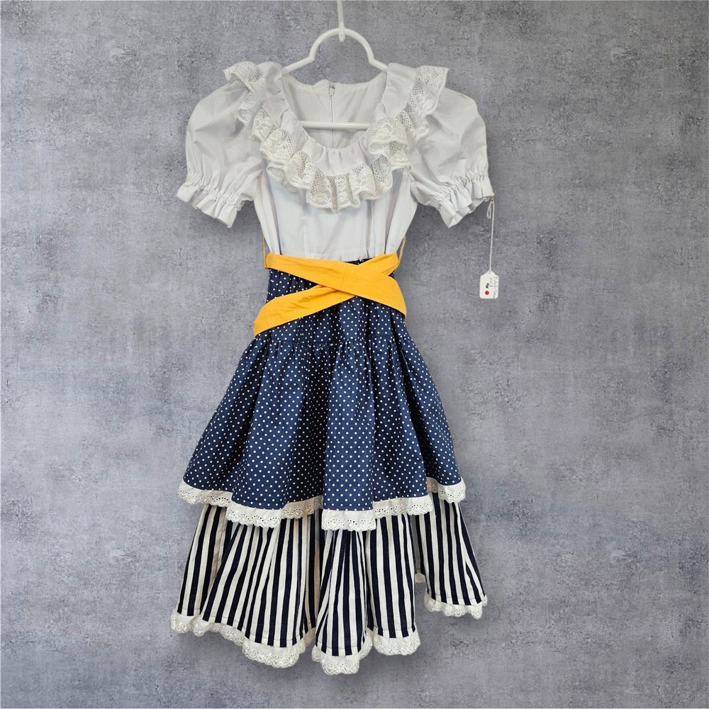 Handmade Girls Pirate Girl Costume Dress Size 8 Cosplay Polka Dot Ruffles New